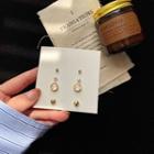 4 Pair Set: Rhinestone / Faux Pearl Earring (assorted Designs)