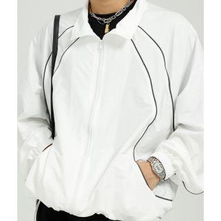 Long-sleeve Contrast Trim Zip Jacket