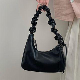 Twisted Handle Faux Leather Hobo Bag Black - One Size