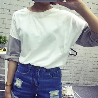 Panel Elbow-sleeve T-shirt