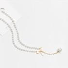 Faux Pearl Alloy Bow Pendant Necklace As Shown In Figure - One Size