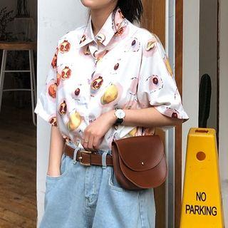Fruit Print Short Sleeve Shirt White - One Size