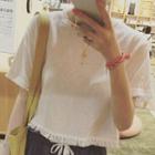 Fringe Trim Short-sleeve T-shirt