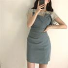 Set : Short Sleeve Tee / Sleeveless Mini Dress Set Of 2 - One Size