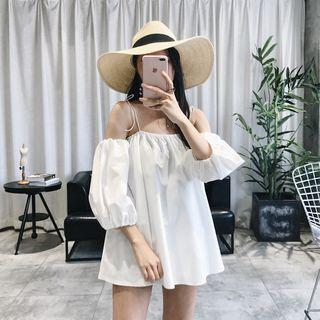 Off-shoulder Puff 3/4 Sleeve Top