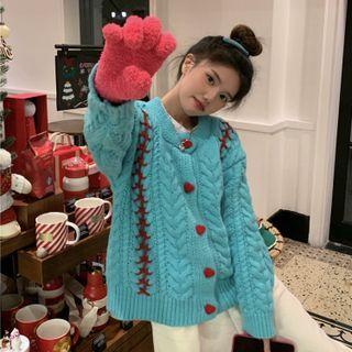 Lace Up Cable-knit Cardigan