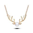 Cute Elk Necklace With White Fashion Pearl