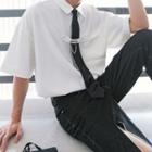 Short Sleeve Oversized Shirt With Tie