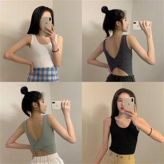 Plain Cutout-back Tank Top