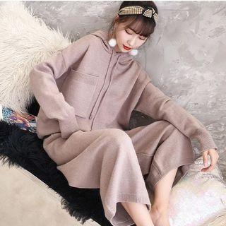 Set: Knit Hoodie + Wide-leg Pants