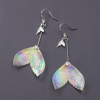 925 Sterling Silver Mermaid Tail Dangle Earring 1 Pair - S925 Silver - As Shown In Figure - One Size
