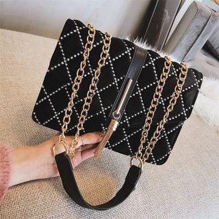 Velvet Diamond Patterned Crossbody Bag/ Shoulder Bag