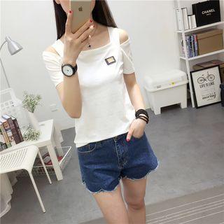 Short-sleeve Cutout Shoulder Top
