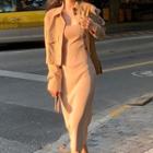 Cropped Jacket / Sleeveless Midi Sheath Dress