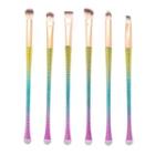 Set Of 6: Dual Head Eye Makeup Brush Set Of 6 - Gradient - Yellow & Blue & Pink - One Size