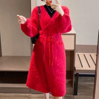 Lantern-sleeve Knit Coat
