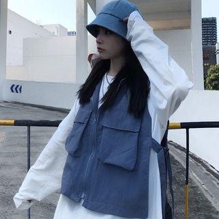 Long-sleeve T-shirt / Zip Cargo Vest