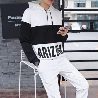 Set: Lettering Color Block Hoodie + Sweatpants