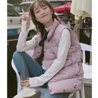 Cherry Embroidered Padded Vest