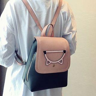 Color Block Cat Print Backpack