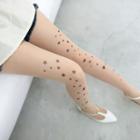 Star Print Tights Nude - One Size