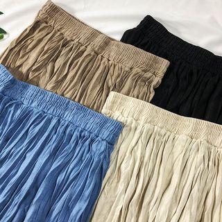 Faux-suede Ruched Midi Skirt