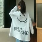 Mock Two-piece Smiley Face Print Pullover
