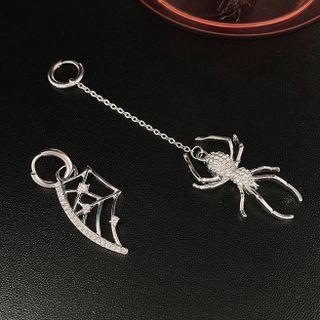 Spider Asymmetrical Alloy Dangle Earring 1 Pair - Asymmetric - Silver - One Size