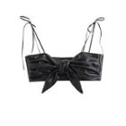 Ribbon Faux Leather Crop Camisole Top