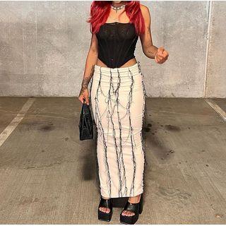 High-waist Tassel Midi Pencil Skirt