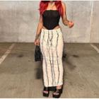 High-waist Tassel Midi Pencil Skirt