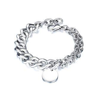 Fashion Simple Geometric Round Brand 316l Stainless Steel Bracelet Silver - One Size