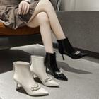 High-heel Beaded Short Boots