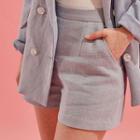 Side-zip Linen Shorts