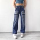 Two Tone Straight Leg Cargo Jeans