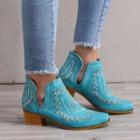 Low-heel Embroidered Ankle Boots