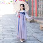 Long-sleeve Hanfu Top / Strapless Maxi Dress / Set