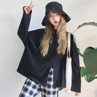 Slit Front Long-sleeve T-shirt