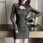 Lace Long-sleeve Slim-fit Qipao Dress