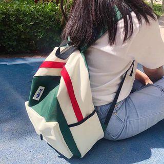 Chinese Character Print Color Block Lightweight Backpack