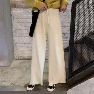 Drawstring Wide-leg Knitted Pants
