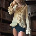 Bell-sleeve Ruffled Ruched Blouse