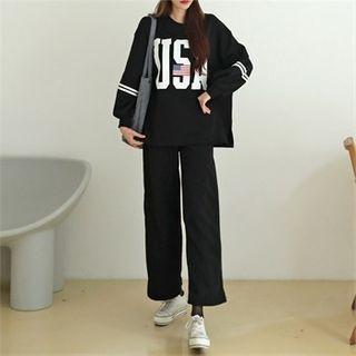 Usa Letter Sweatshirt & Pants Set