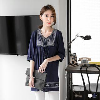 Embroidered Peasant Dress