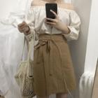 High-waist Linen Asymmetric Skirt
