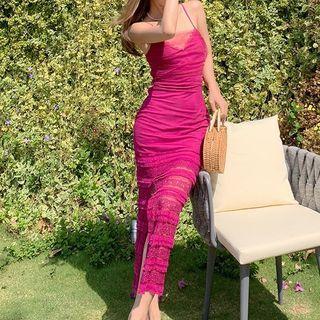 Strappy Lace Midi Sheath Dress