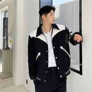 Two-tone Collared Baseball Jacket