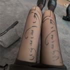 Lettering Print Tights Black - One Size