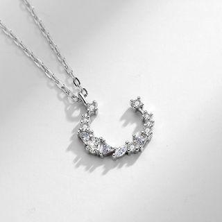 S925 Sterling Silver Moon Necklace Necklace - Moon - Silver - One Size