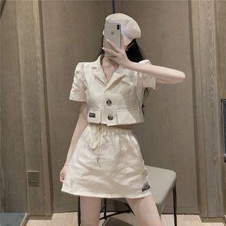 Short-sleeve Cropped Jacket / A-line Skirt